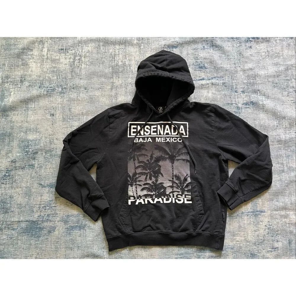 Pipeline Black Ensenada Baja Mexico Paradise Pullover Hoodie Medium
